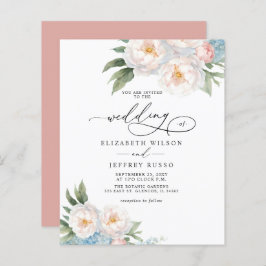 Budget Elegante Blush Bloemen Bruiloft uitnodiging