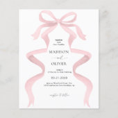 BUDGET Elegante Blush Roze Bow Monogram Bruiloft (Voorkant)