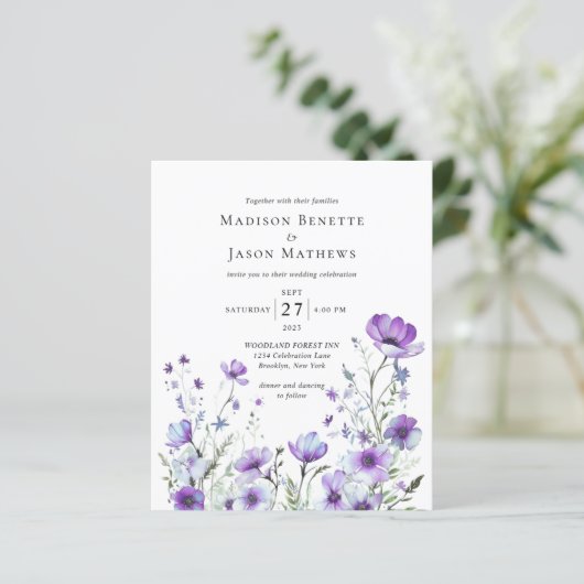 BUDGET Elegante Boheemse Paarse Bloemen Bruiloft (Staand voorkant)