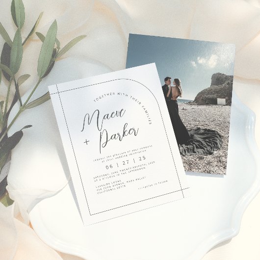 Budget Elegante Boog & Calligrafie Foto Bruiloft