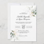 BUDGET Elegante botanische bladeren gouden bruilof Kaart (Voorkant)