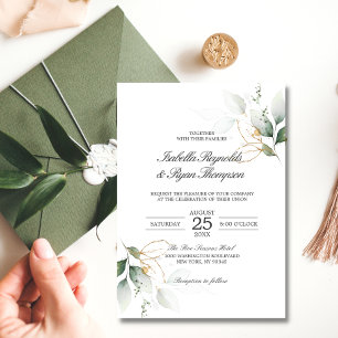 BUDGET Elegante botanische bladeren gouden bruilof Kaart