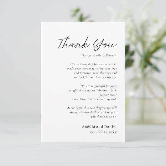 Budget Elegante bruiloft Dank u kaarten (Staand voorkant)