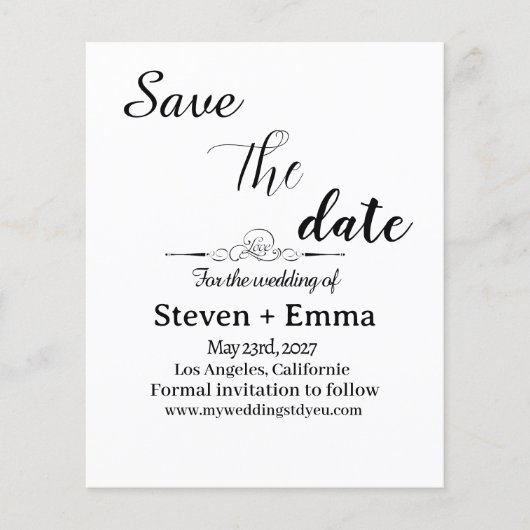 Budget elegante bruiloft Save the Date briefpapier Flyer (Voorkant)