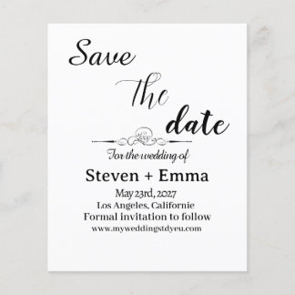 Budget elegante bruiloft Save the Date briefpapier Flyer