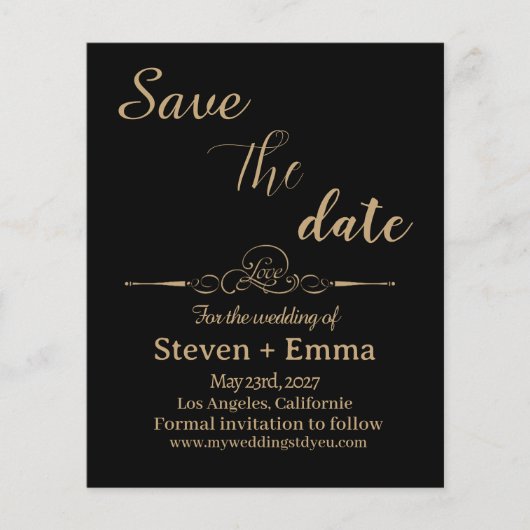 Budget elegante bruiloft Save the Date uitnodiging Flyer (Voorkant)
