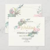 BUDGET elegante bruiloft uitnodiging. Uitnodiging (Voorkant / Achterkant)