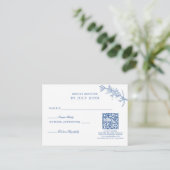 BUDGET Elegante Classic Blauw Bloemen Bruiloft QR  Informatiekaartje (Staand voorkant)