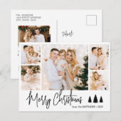 Budget Elegante Collage 5 Foto Kerst Briefkaart (Voorkant / Achterkant)