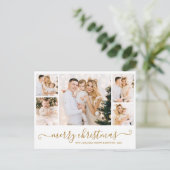 Budget Elegante Collage 5 Foto Kerst Briefkaart (Staand voorkant)