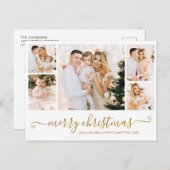 Budget Elegante Collage 5 Foto Kerst Briefkaart (Voorkant / Achterkant)