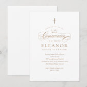 Budget Elegante Cross Kalligrafie Eerste Communie Kaart (Voorkant / Achterkant)