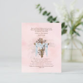 BUDGET Elegante DOOP Uitnodiging Blush Roze (Staand voorkant)