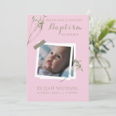 Budget Elegante doop van onze Baby uitnodiging (Staand voorkant)