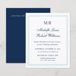 BUDGET Elegante Dubbele Rand Monogram Teal Trouwfe