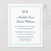 BUDGET Elegante Dubbele Rand Monogram Teal Trouwfe (Voorkant)