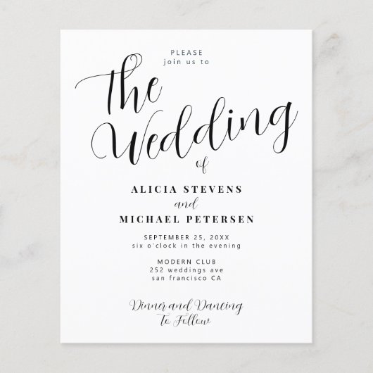 Budget elegante eenvoudige foto bruiloft uitnodigi (Voorkant)