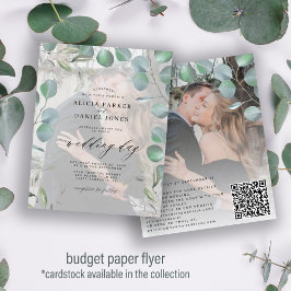 Budget elegante eucalyptus foto trouwuitnodiging flyer