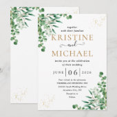 Budget Elegante Eucalyptus Verlaat Groen Trouwen Kaart (Voorkant / Achterkant)
