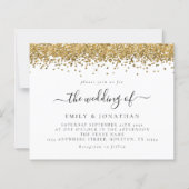 Budget Elegante Faux Gold Glitter Bruiloft Uitnodi (Voorkant)
