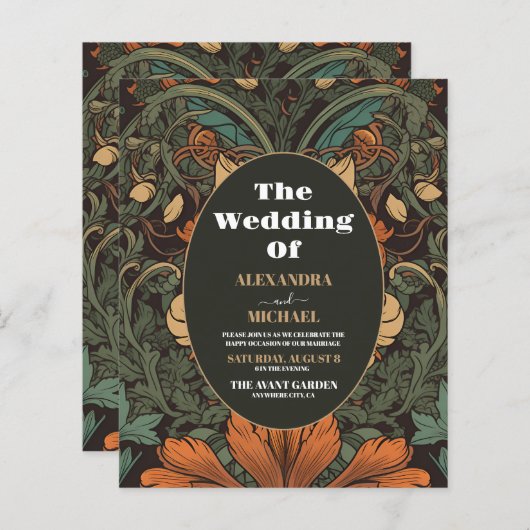 Budget Elegante Floral Art Nouveau Bruiloft (Voorkant / Achterkant)