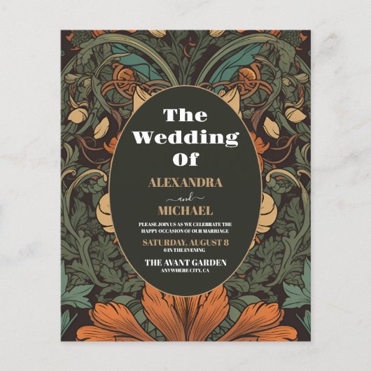 Budget Elegante Floral Art Nouveau Bruiloft (Voorkant)