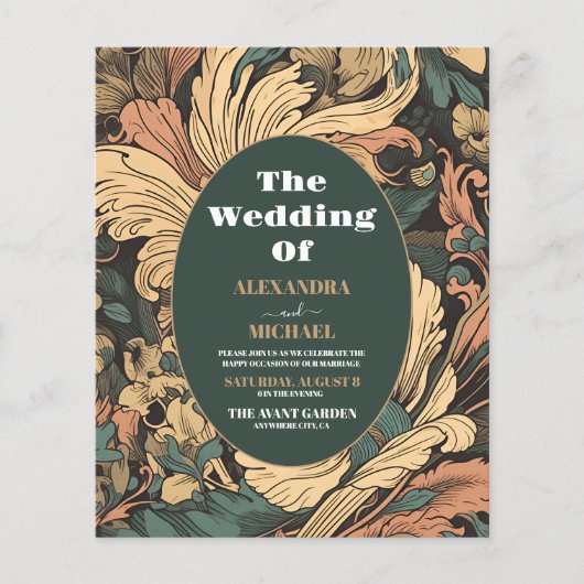 Budget Elegante Floral Art Nouveau Bruiloft (Voorkant)