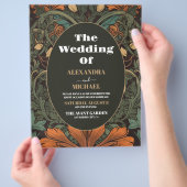 Budget Elegante Floral Art Nouveau Bruiloft Flyer (Hand)