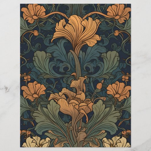 Budget Elegante Floral Art Nouveau Bruiloft Flyer (Achterkant)