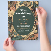 Budget Elegante Floral Art Nouveau Bruiloft Flyer (Hand)