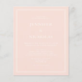 Budget Elegante Formele Roze Trouw Uitnodiging (Voorkant)
