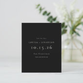 Budget Elegante foto Bruiloft Zwart Save The Date (Staand voorkant)