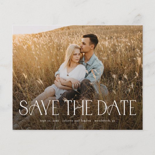 Budget Elegante Foto Huwelijk Save The Date (Voorkant)