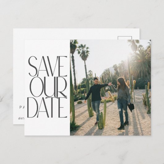 Budget Elegante Foto Moderne bruiloft Save the Dat Briefkaart (Voorkant / Achterkant)