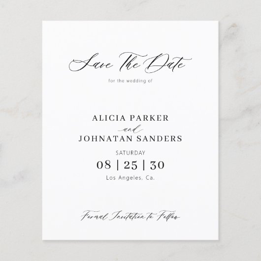 Budget elegante foto QR code bruiloft bewaar de da Flyer (Voorkant)