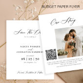 Budget elegante foto QR code bruiloft bewaar de da Flyer