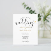 Budget Elegante Gouden Hart Foto Trouw Uitnodiging (Staand voorkant)