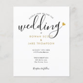 Budget Elegante Gouden Hart Foto Trouw Uitnodiging (Voorkant)