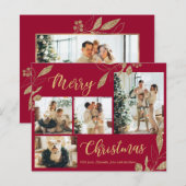 Budget Elegante Gouden Roze Foto Kerstkaart (Voorkant / Achterkant)