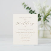 Budget Elegante Gouden Script Ivoor Trouw Uitnodig (Staand voorkant)