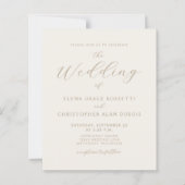 Budget Elegante Gouden Script Ivoor Trouw Uitnodig (Voorkant)