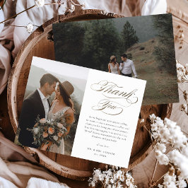Budget Elegante Gouden Script Trouw Dankkaart