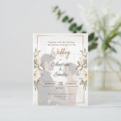 Budget Elegante Groen & Goud Overlay Fotobruiloft Briefkaart (Staand voorkant)