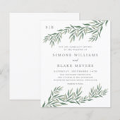 Budget Elegante Groene Blad Bruiloft Uitnodiging (Voorkant / Achterkant)