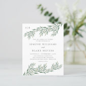 Budget Elegante Groene Blad Bruiloft Uitnodiging (Staand voorkant)