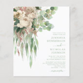 Budget Elegante Groene Bloemige Rozen Bruiloft (Voorkant)
