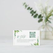 Budget Elegante Groene Botanische Moderne QR Code  Informatiekaartje (Staand voorkant)
