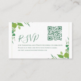 Budget Elegante Groene Botanische Moderne QR Code Informatiekaartje