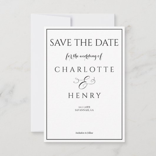 Budget Elegante Kalligrafie Foto QR Code Save The Date (Voorkant)