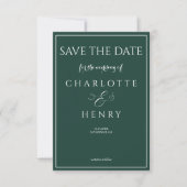 Budget Elegante Kalligrafie Groene Foto QR Code Save The Date (Voorkant)